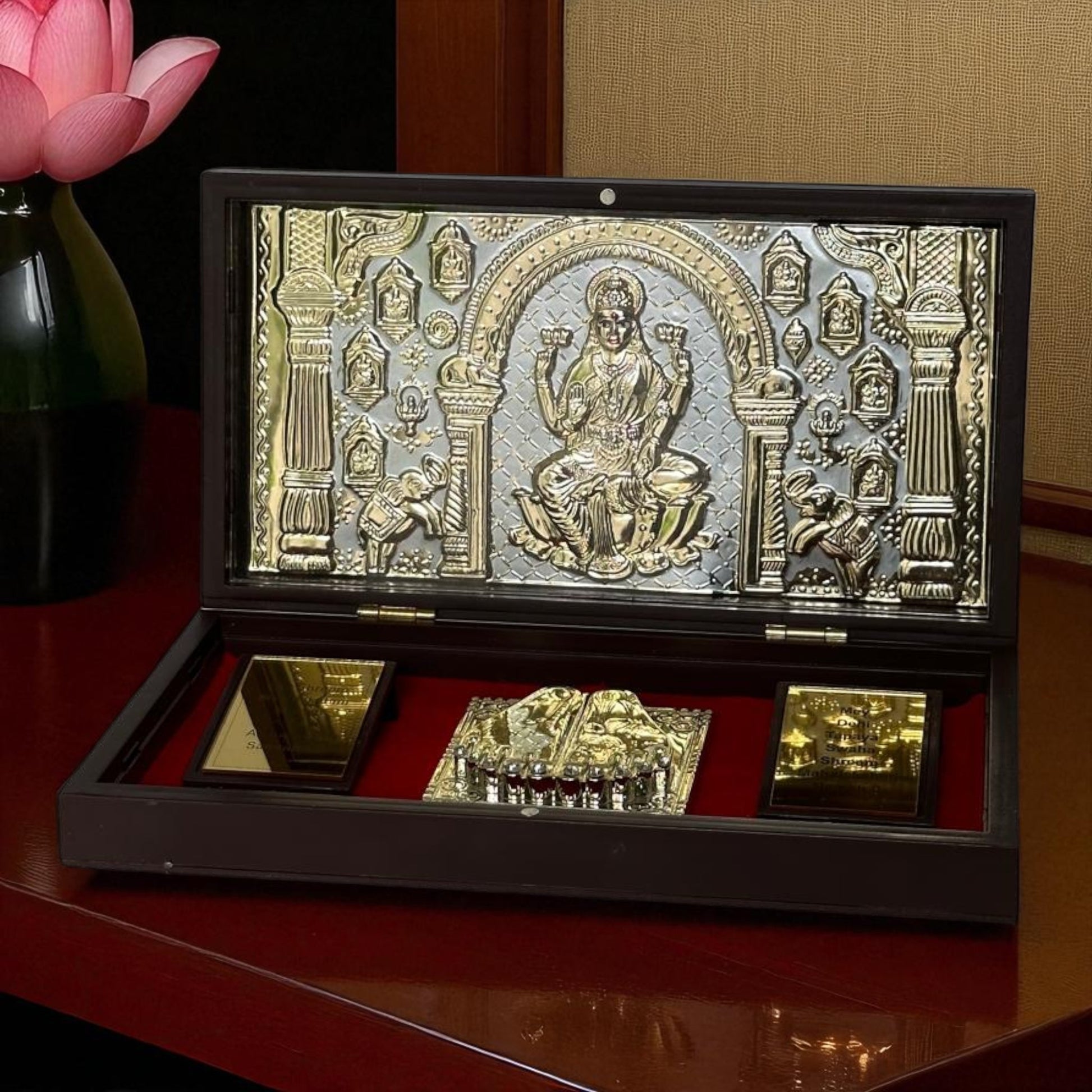 Ashta Lakshmi Charan Paduka – 24K Gold Plated – Divine Footprint of 8 Forms of Goddess Lakshmi for Wealth, Prosperity & Protection - Vanika Store