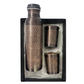 Flower engraved Copper Water Bottle Set with 2 Matching Glasses
