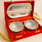 Silver Bowl Set with Tray in Velvet  Box for Pooja