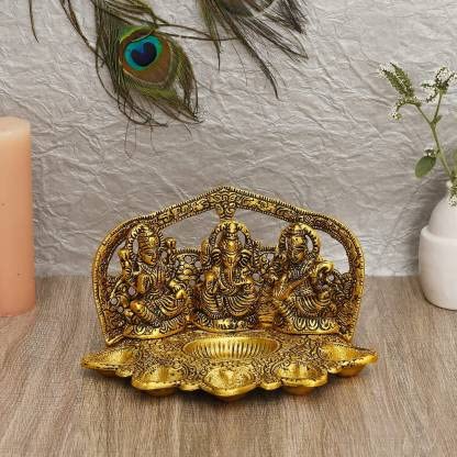 Laxmi Ganesh Saraswati Idol Diya Oil Lamp Deepak