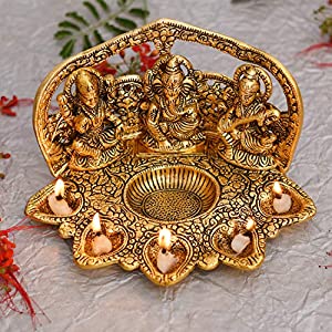 Laxmi Ganesh Saraswati Idol Diya Oil Lamp Deepak