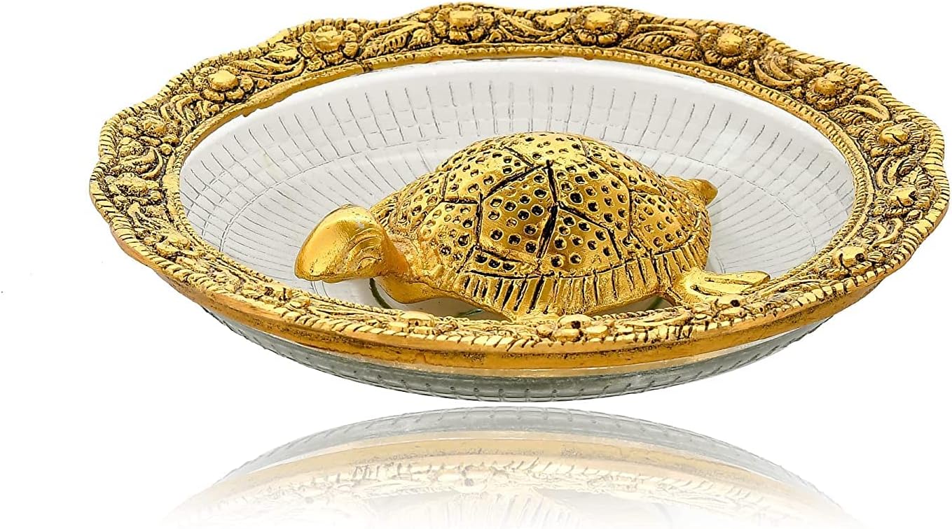 Metal Tortoise with Glass Plate Feng Shui Turtle