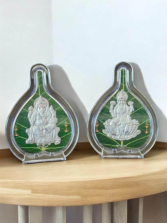 999 Silver Lakshmi Ganesh Religious Decorative Frame set