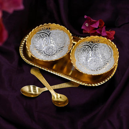 Gold and Silver Plated German Silver Bowl Set