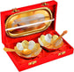 Silver And Gold Plated German Silver Bowl Spoon Tray Set