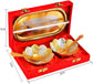 Vanika Silver And Gold Plated German Silver Bowl Spoon Tray Set