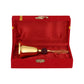 Silver Pooja Bell with Rudraksha & Leaf Handle with Red Velvet Box – Elegant Spiritual Ghanti - Vanika Store