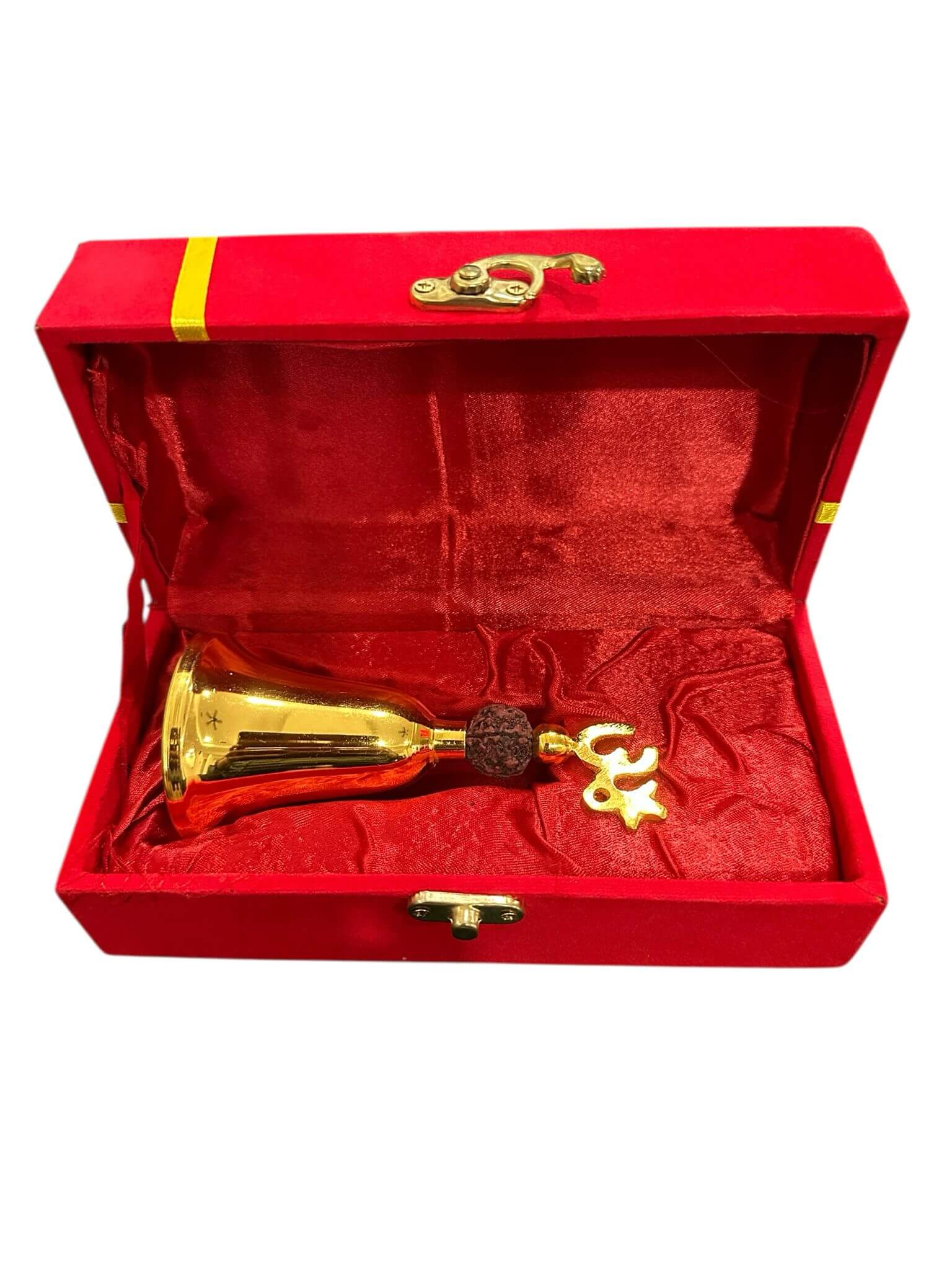 Brass Pooja Ghanti with Om Symbol & Rudraksha – Traditional Hindu Prayer Bell for Temple & Home - Vanika Store