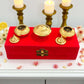 Pure Brass Haldi Kumkum Holder Set with Red Velvet Box – Traditional Pooja Accessory for Festive & Wedding Gifting - Vanika Store