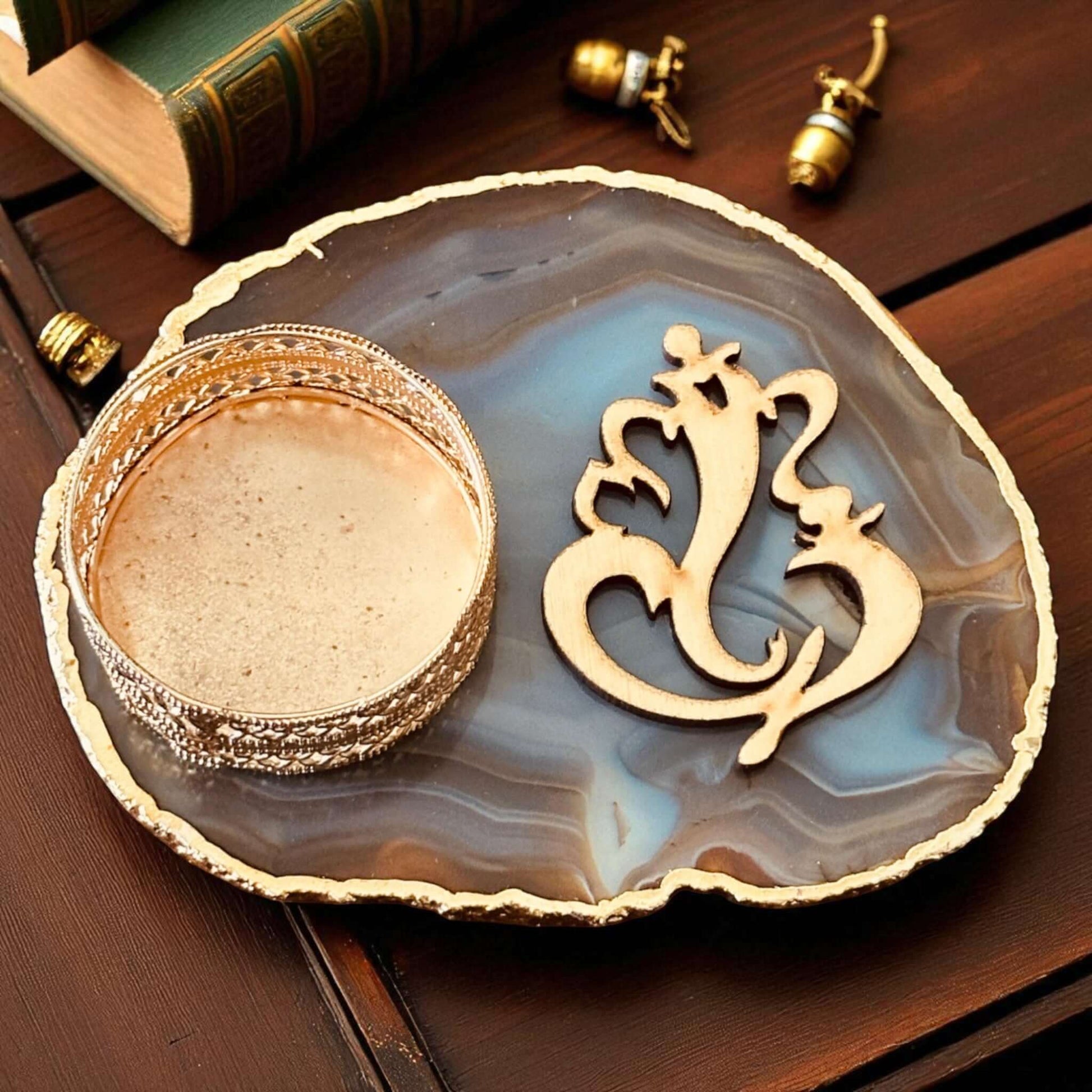 Ganesha Agate Stone Decor Set – One-of-a-Kind Spiritual Gift - Vanika Store
