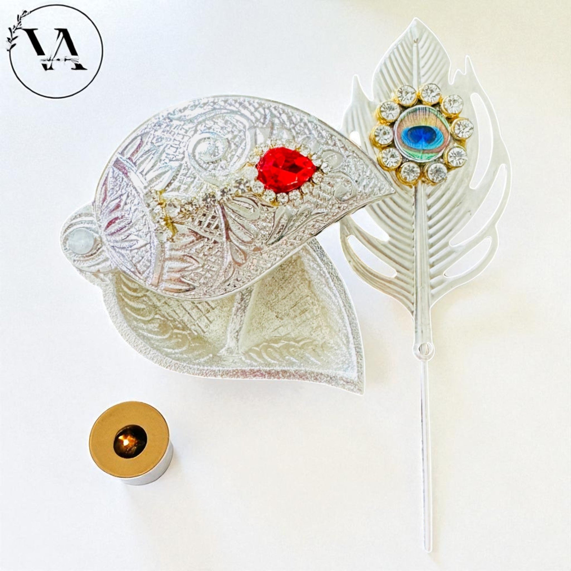 German Silver Shankh-Shaped Paan Box with Tilak Stick | Haldi Kumkum & Pooja Accessory Vanika Creations