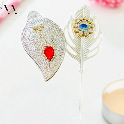 German Silver Shankh-Shaped Paan Box with Tilak Stick | Haldi Kumkum & Pooja Accessory Vanika Creations