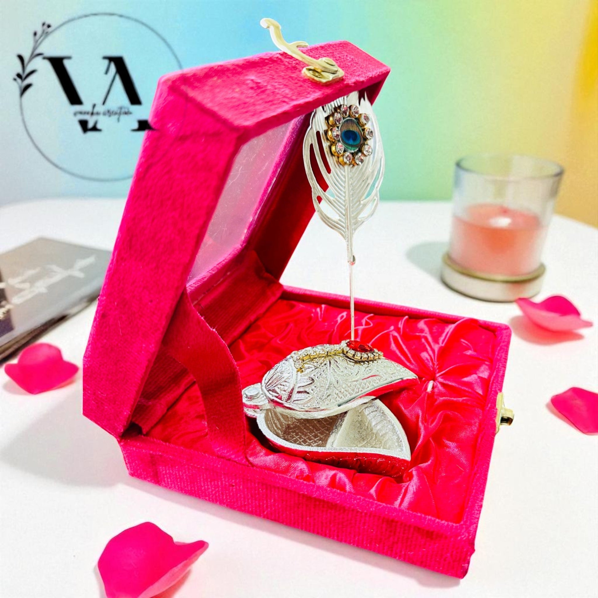 German Silver Shankh-Shaped Paan Box with Tilak Stick | Haldi Kumkum & Pooja Accessory Vanika Creations