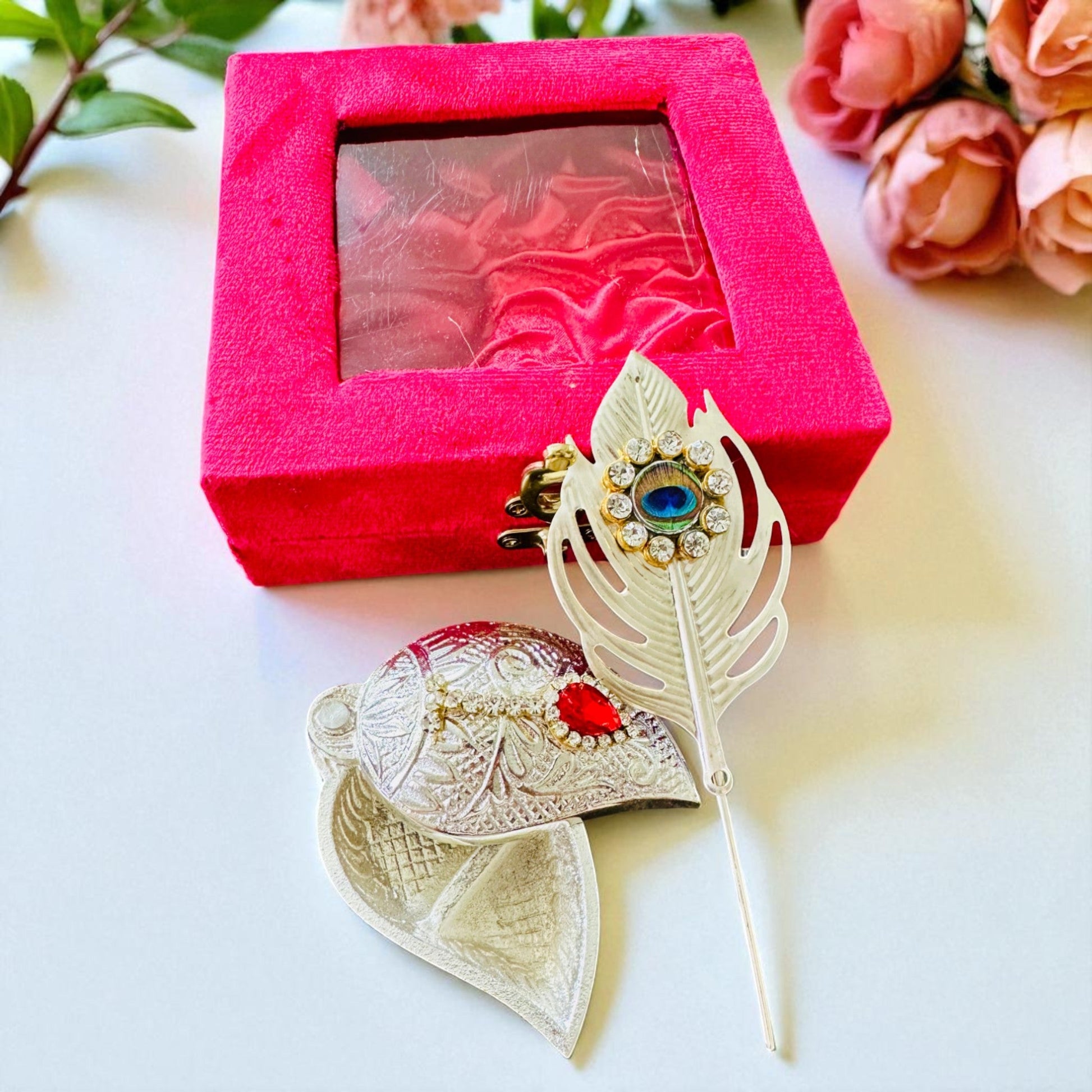 German Silver Shankh-Shaped Paan Box with Tilak Stick | Haldi Kumkum & Pooja Accessory Vanika Creations