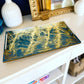 Luxury Resin Serving Tray – Gold & Teal Art on MDF Base, 24"x12" Vanika Creations