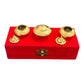 Pure Brass Haldi Kumkum Holder Set with Red Velvet Box – Traditional Pooja Accessory for Festive & Wedding Gifting - Vanika Store