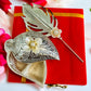 Shankh-Shaped paan box - German Silver Haldi Kumkum Box with stick(3 options) Vanika Creations