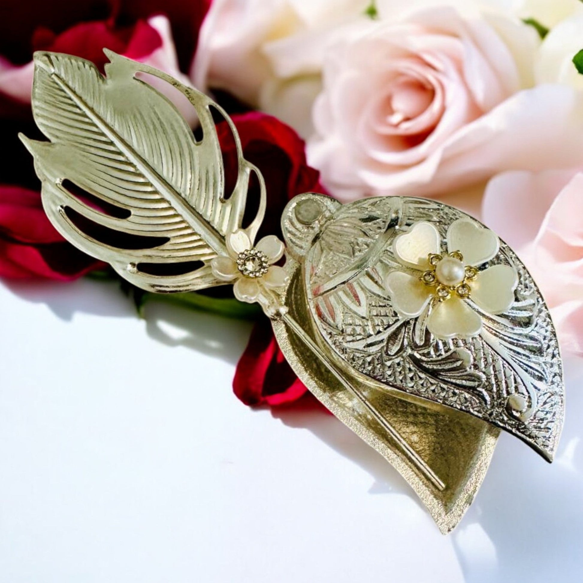 Shankh-Shaped paan box - German Silver Haldi Kumkum Box with stick(3 options) Vanika Creations