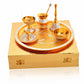 Pure Brass Pooja Thali Set with Accessories & Velvet Storage Box – 10" Diameter, 1.5 Kg Traditional Hindu Puja Plate - Vanika Store