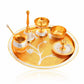 Pure Brass Pooja Thali Set with Accessories & Velvet Storage Box – 10" Diameter, 1.5 Kg Traditional Hindu Puja Plate - Vanika Store
