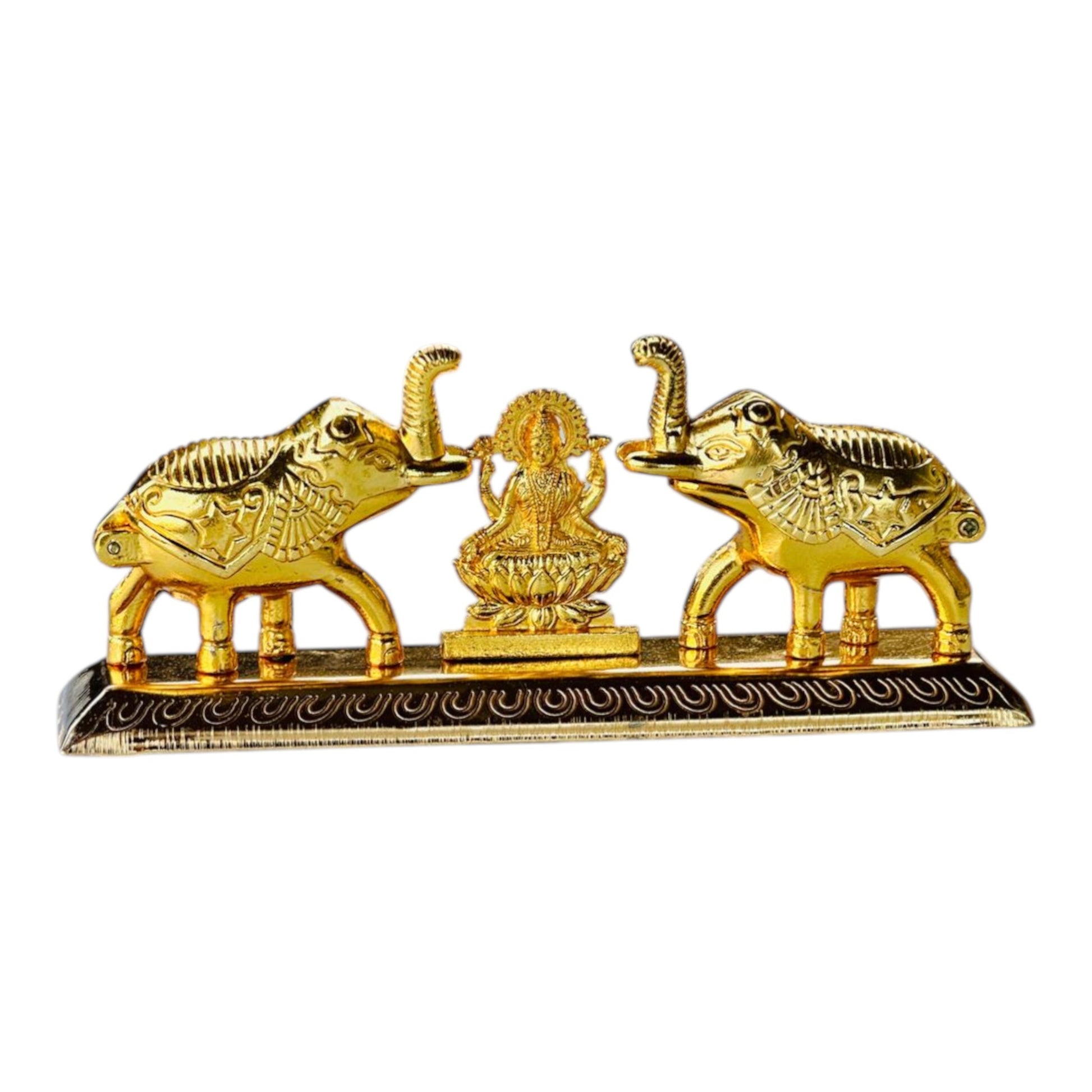 Lakshmi Haldi Kumkum Holder with Elephants – Gold-Plated Decorative Storage Box for Pooja & Gifting - Vanika Store